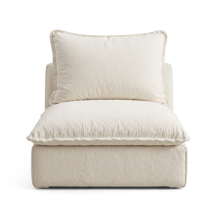 Selven ivory armless boucle lounge chair front view