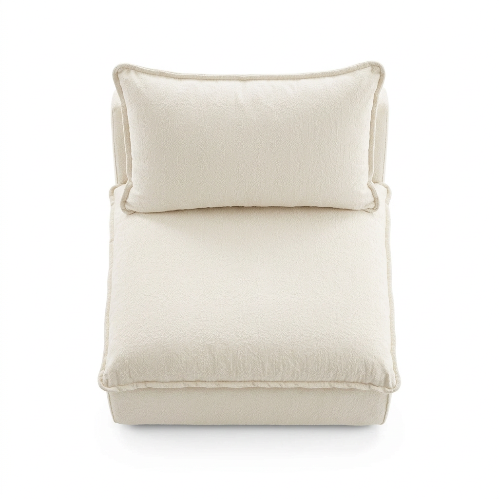 Selven ivory boucle lounge chair top view
