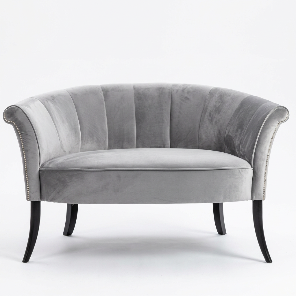 Serelle grey channel-back armchair front view on white