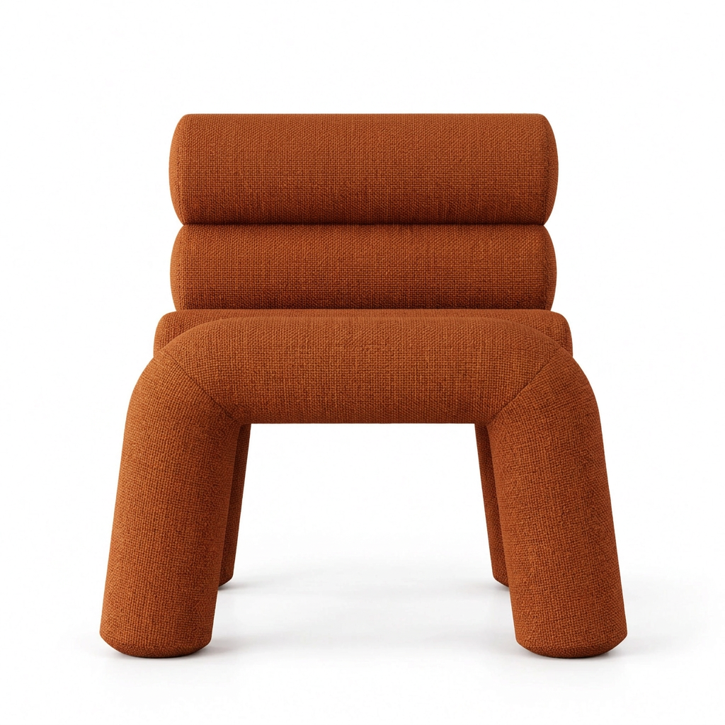 Rovelle orange fabric tubular chair front view