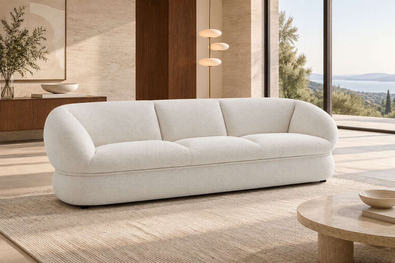 Orel white sofa in a luxury modern living room