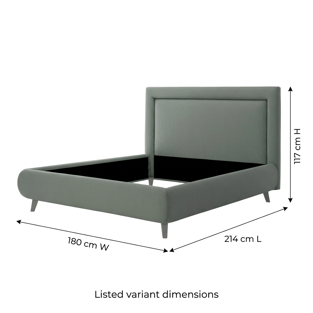 Sylva listed variant dimensions 180 W by 214 L by 117 H cm, depth awaits confirmation