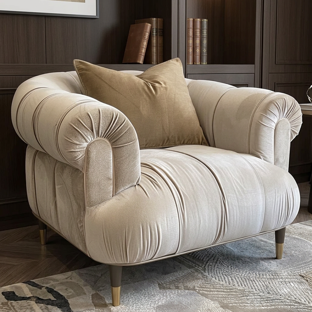 Roswick ivory armchair in reading room