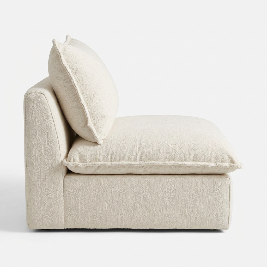 Selven ivory boucle lounge chair left side