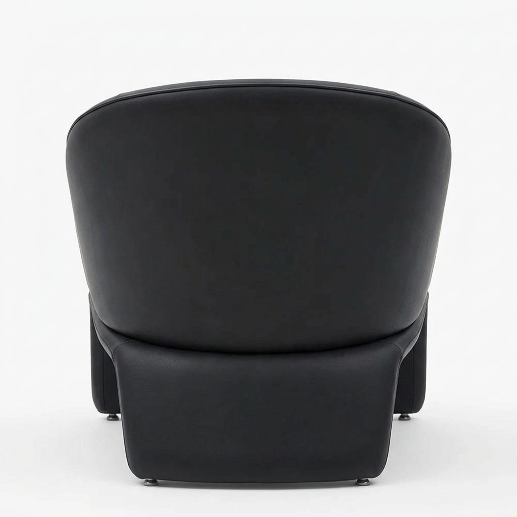 Darsen deep grey microfiber leather armchair, rear view on white