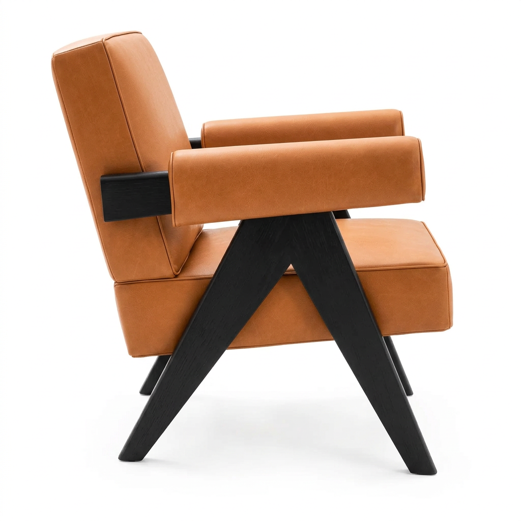 Ronan leather armchair left side on white