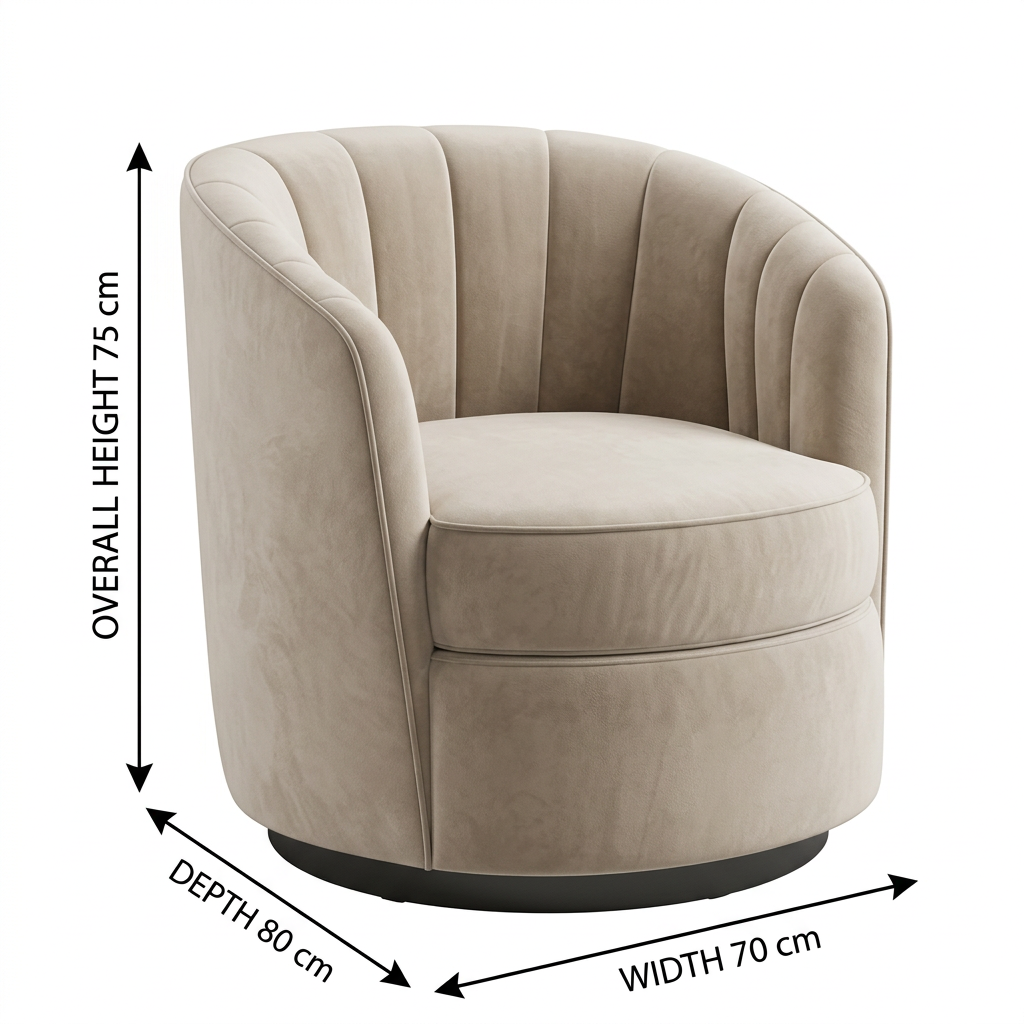 Calenne armchair dimensions: width 70 cm, depth 80 cm, overall height 75 cm
