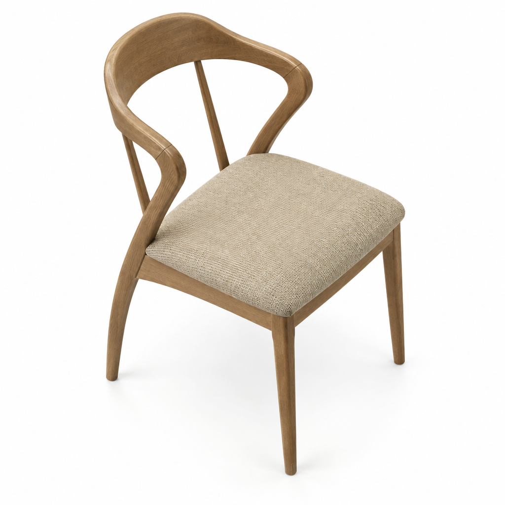 Aven wood dining chair top view on white