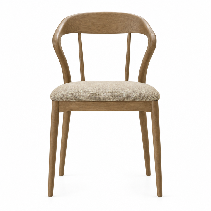 Aven wood dining chair front view on white