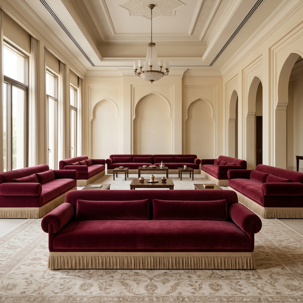 AI-generated Vivienne sofa in a 6 m by 9 m villa majlis concept