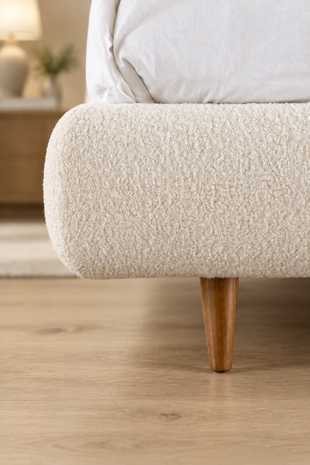 Portofino textured fabric and wooden leg detail