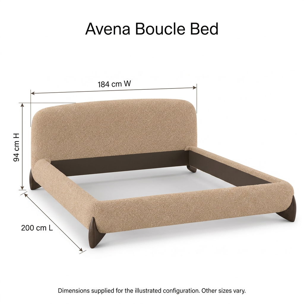 Avena dimension guide for illustrated configuration: 184 cm width, 200 cm length, 94 cm height