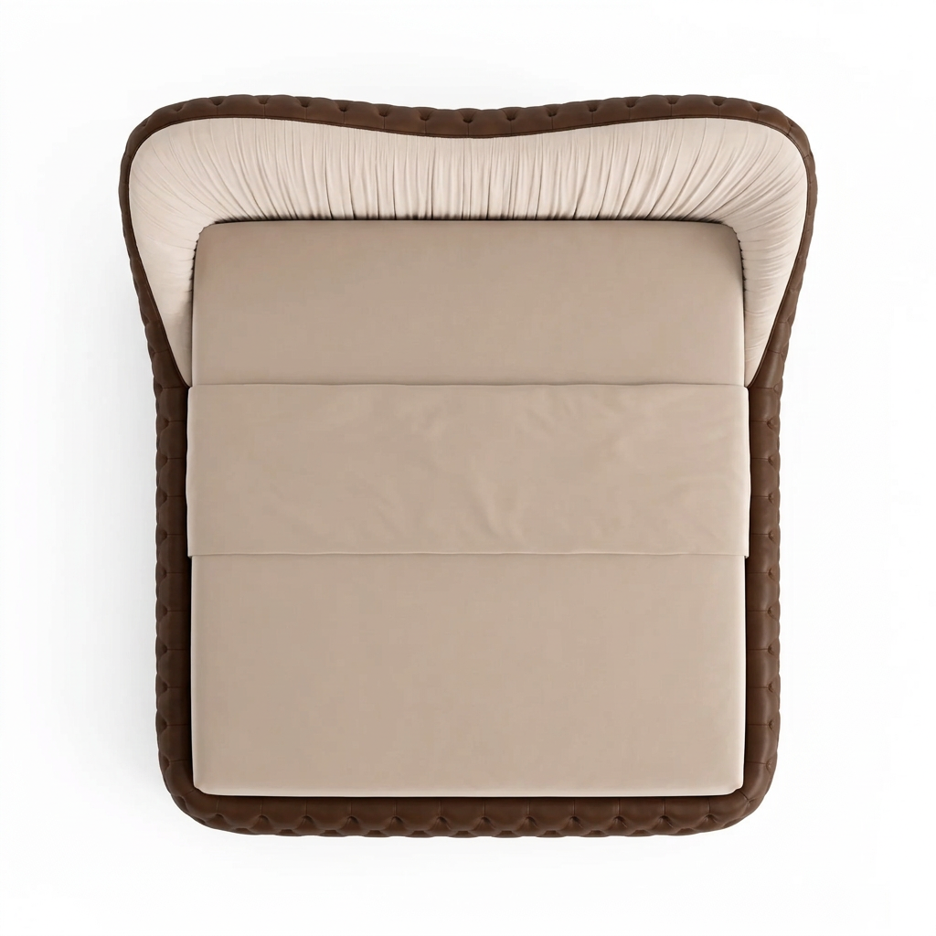 Bellavere upholstered bed top view on white
