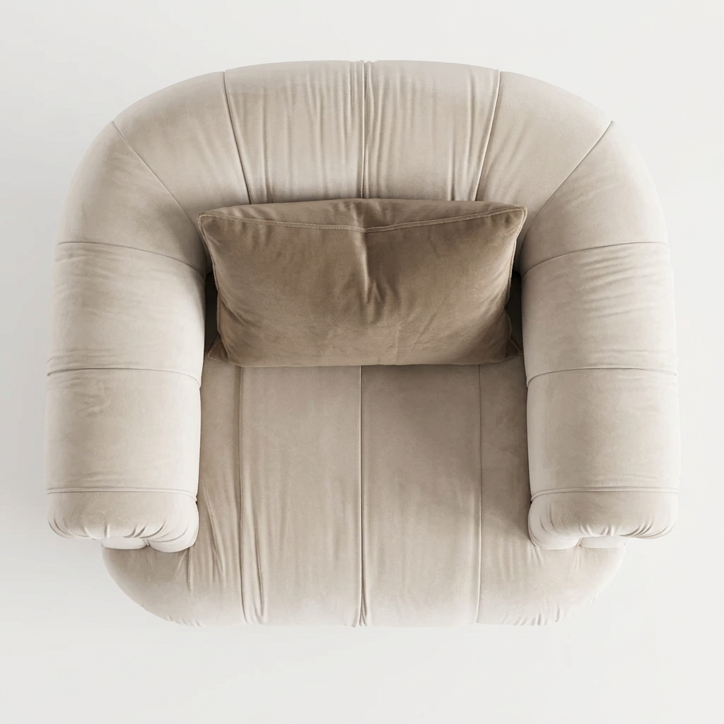 Roswick ivory armchair true top-down view on white