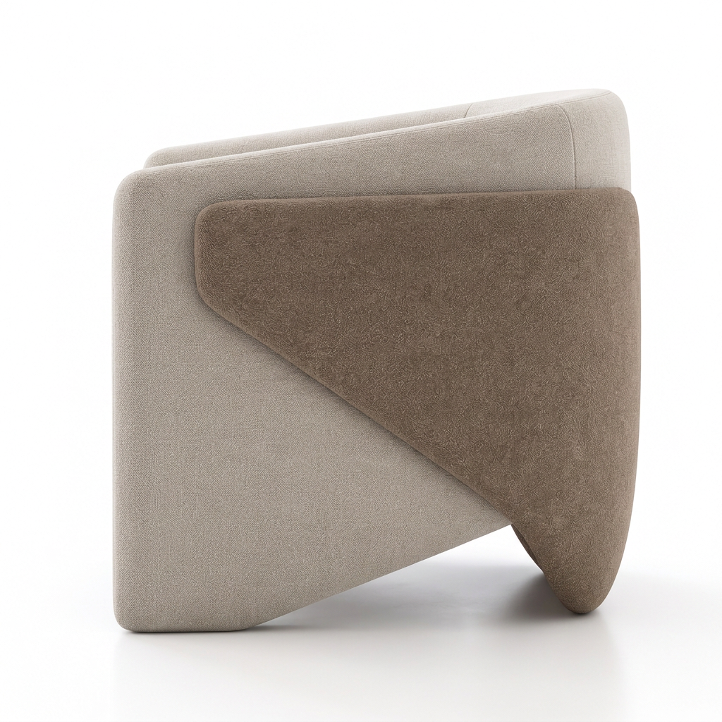 Varen ivory-beige and mocha armchair right side