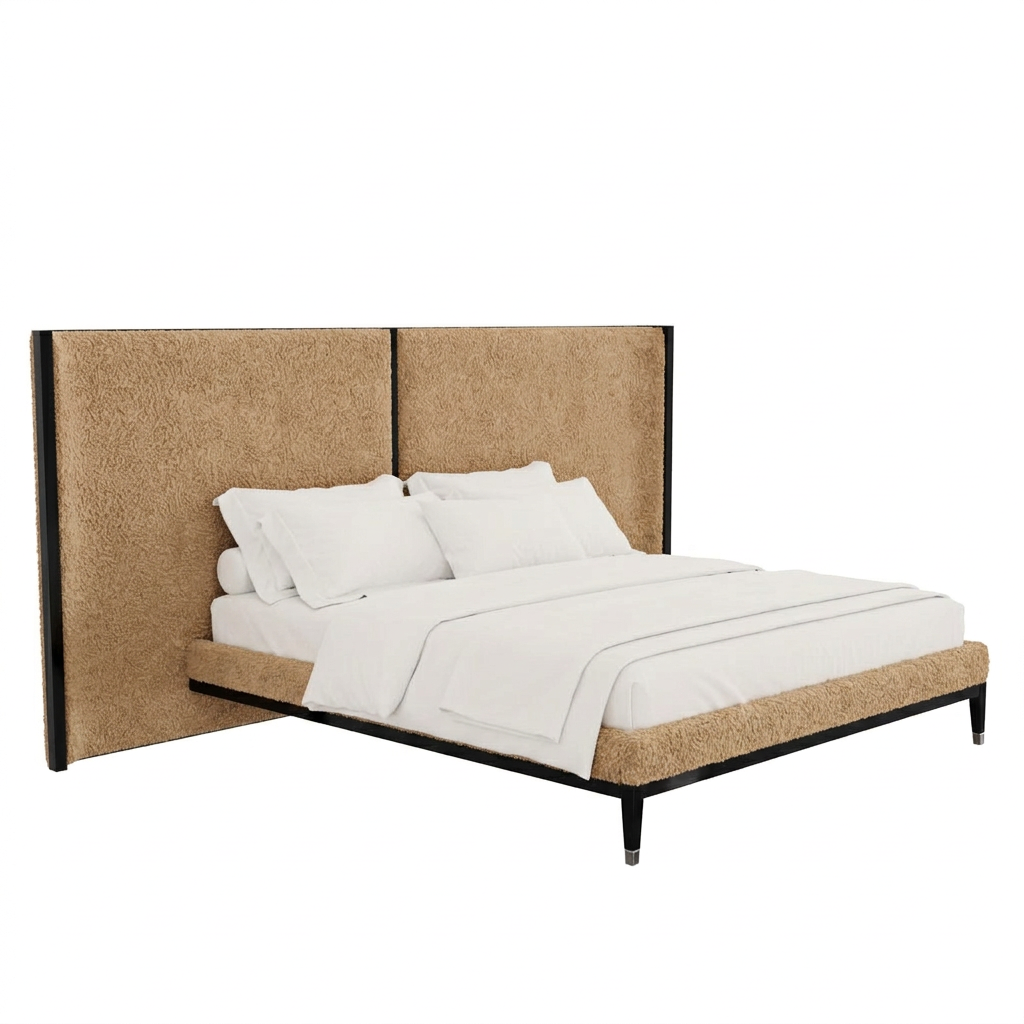 Varen light brown boucle bed alternate angled view