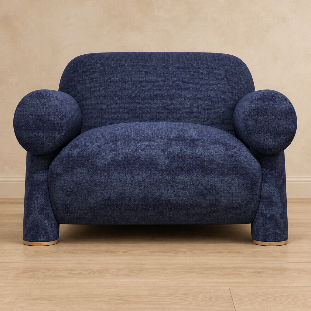 Navo matching dark-blue armchair front view