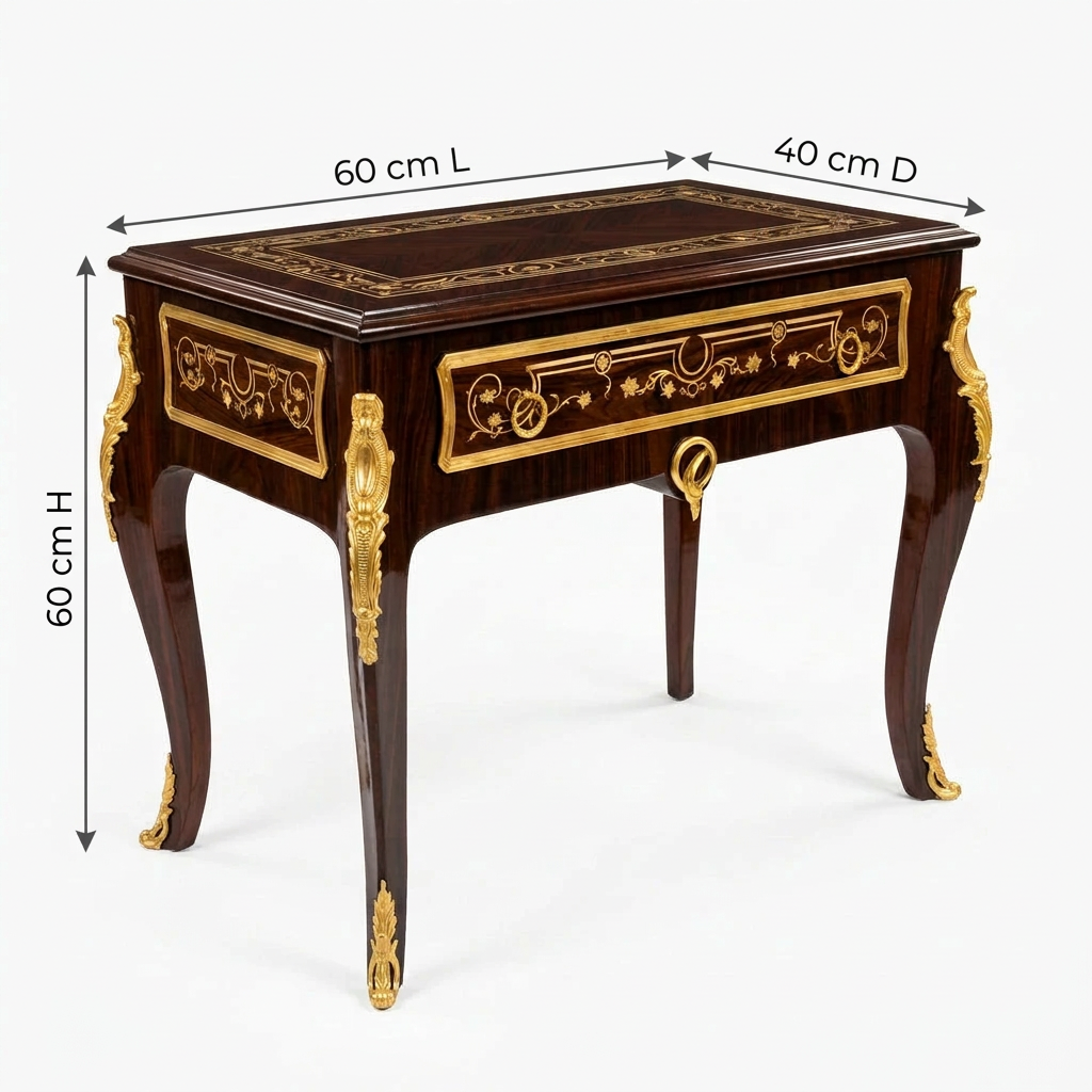 Manldo table dimensions: 60 cm length, 40 cm depth, 60 cm height