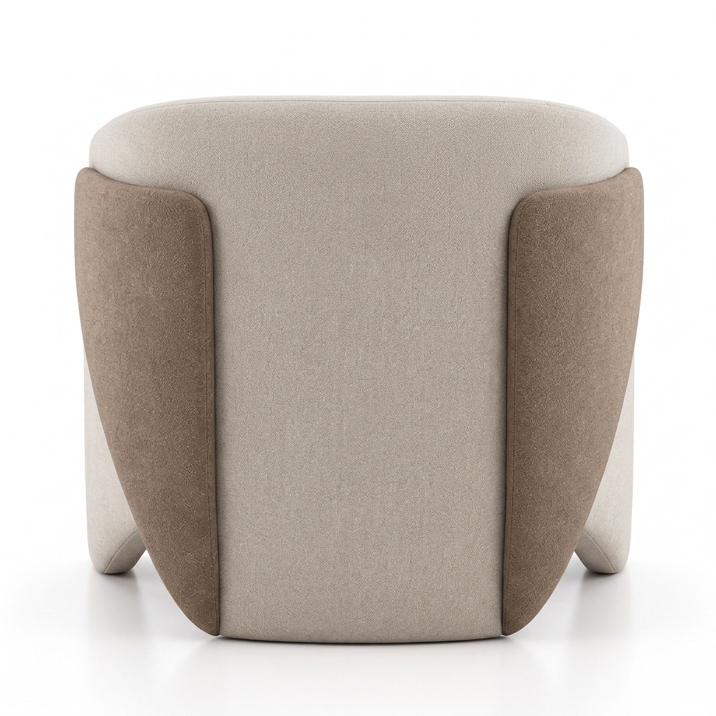 Varen sculptural upholstered armchair back view
