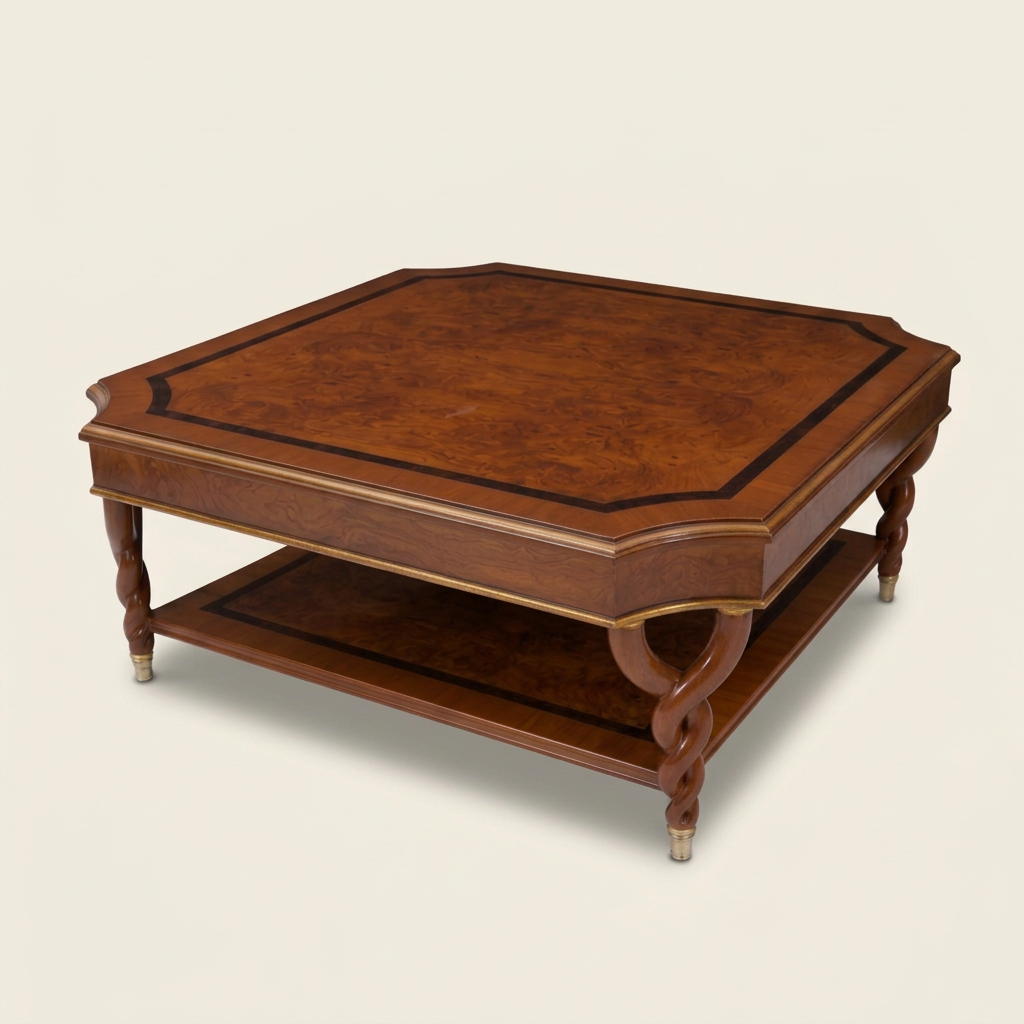 Valcour Burl Coffee Table, elevated tabletop view