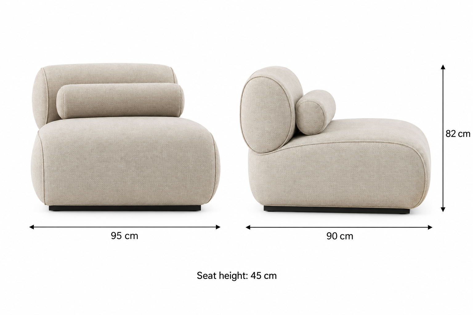 Arcadia Sculptural Lounge Chair 95 cm wide, 90 cm deep, 82 cm overall height, 45 cm seat height