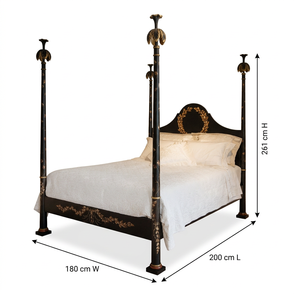 Aurel bed dimension arrows 180 W by 200 L by 261 H cm