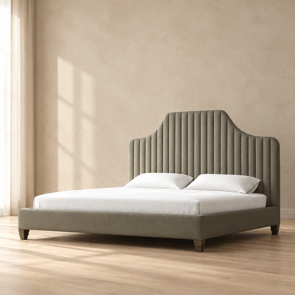 Seren dark grey upholstered bed