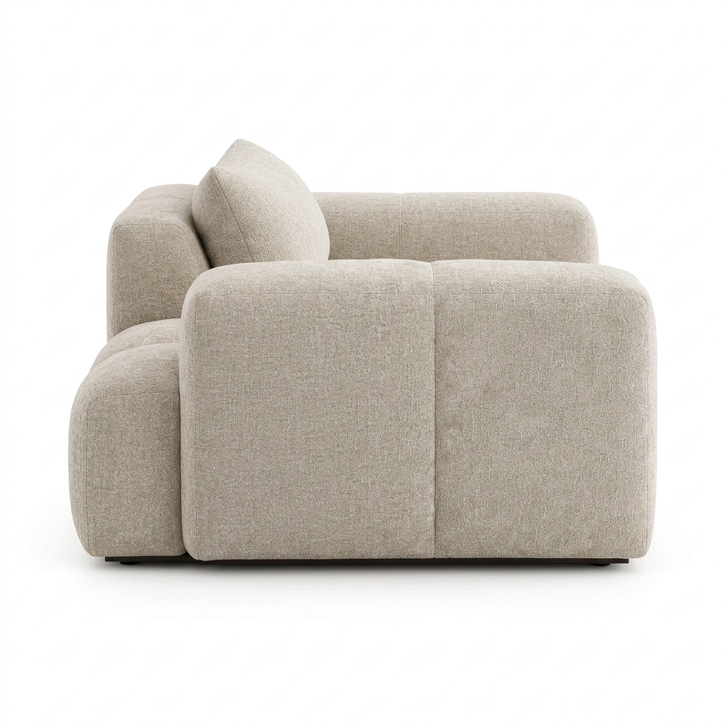 Calvero oat chenille armchair left side