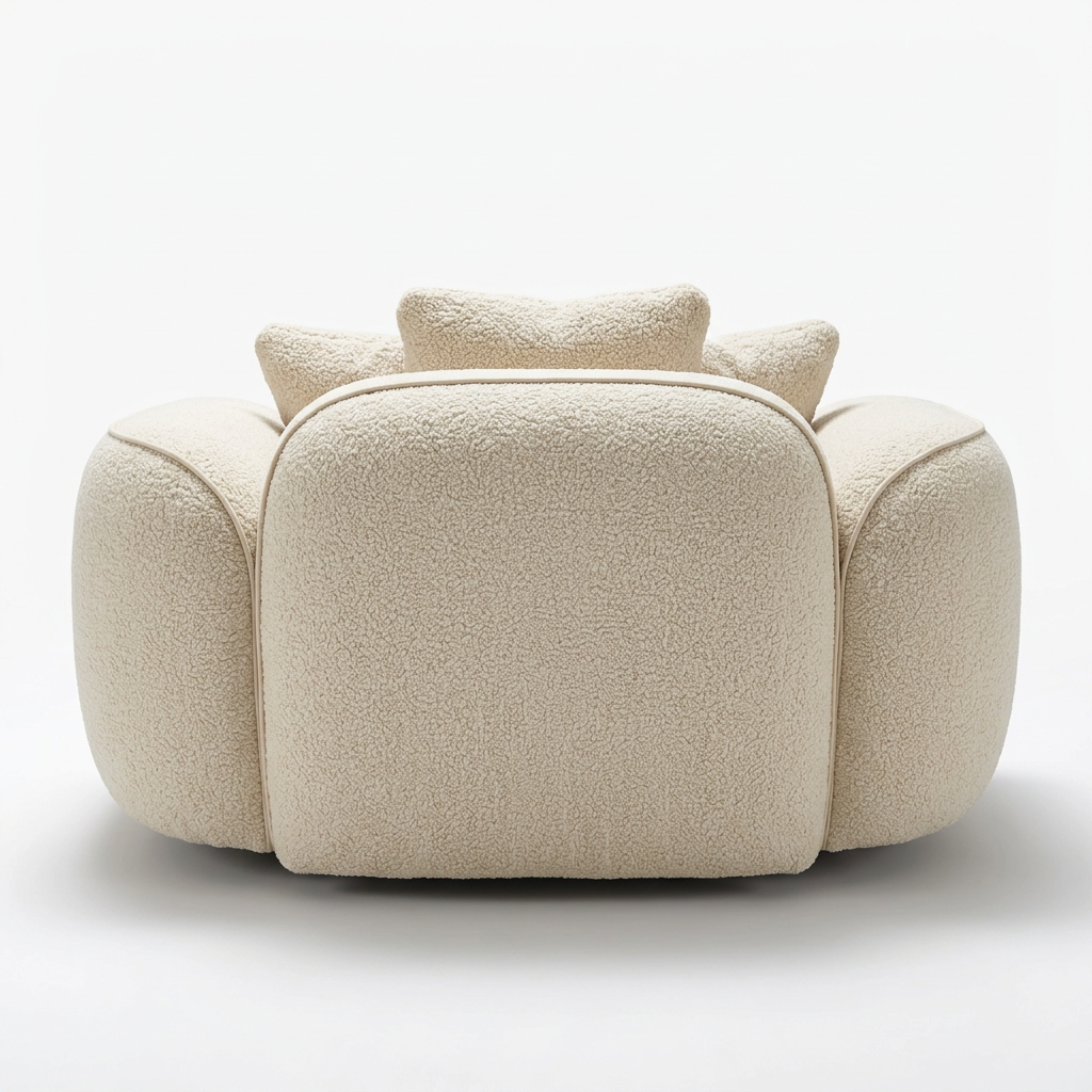 AI-reconstructed rear view of Avero cream upholstered armchair on white