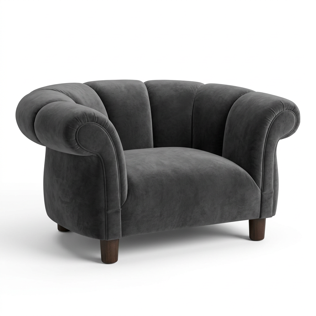 Cresswell armchair in dark grey, AI colour visualisation