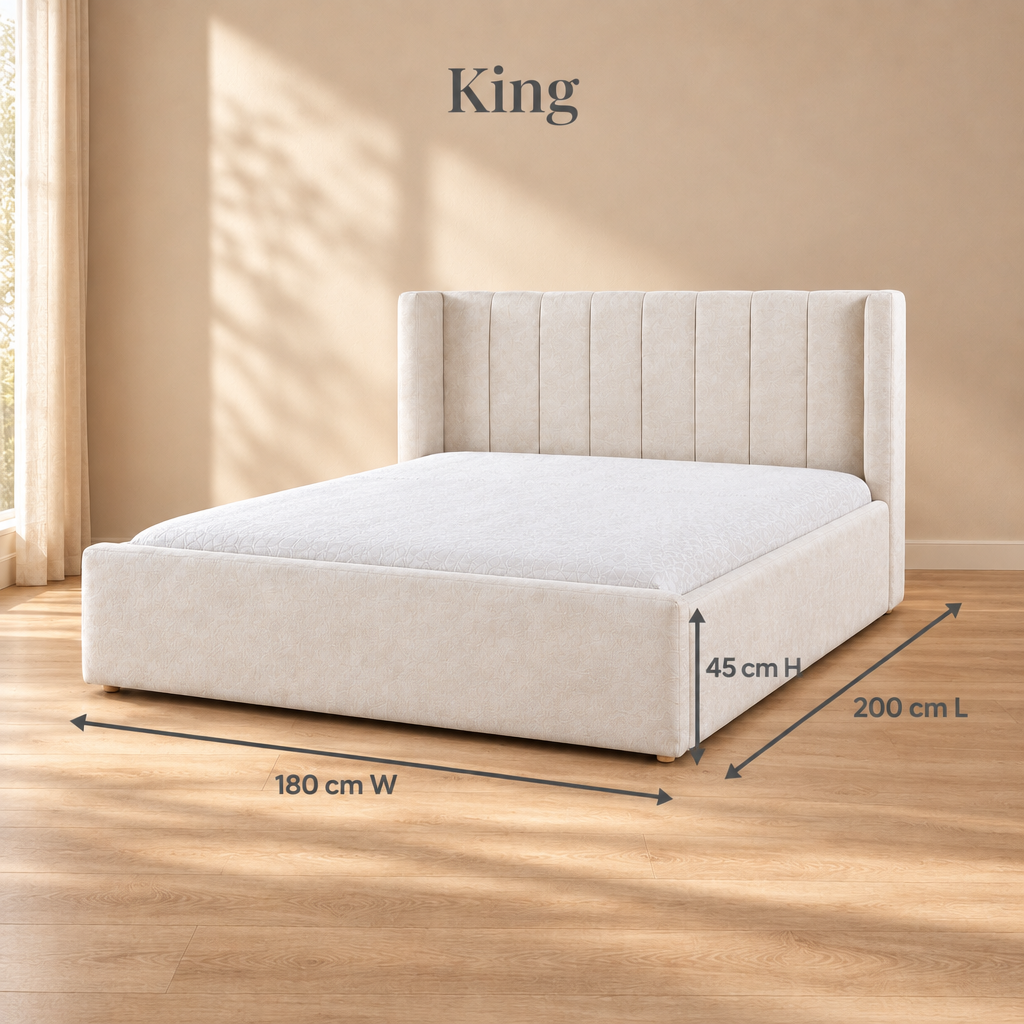 Linden King dimensions: 180 cm W x 200 cm L x 45 cm H