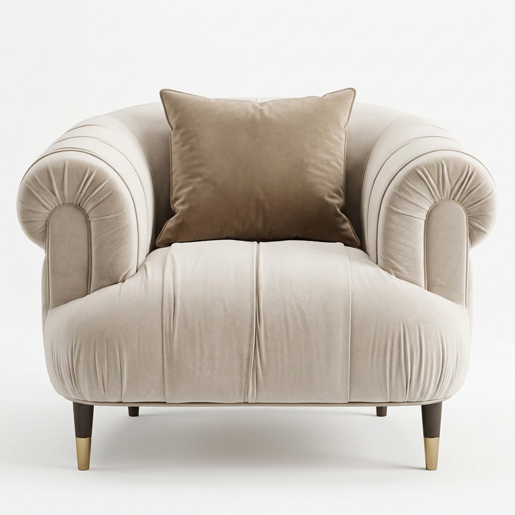 Roswick ivory scroll-arm armchair front on white