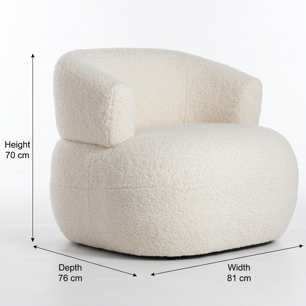 Soreva armchair dimensions: 81 cm wide, 76 cm deep and 70 cm high