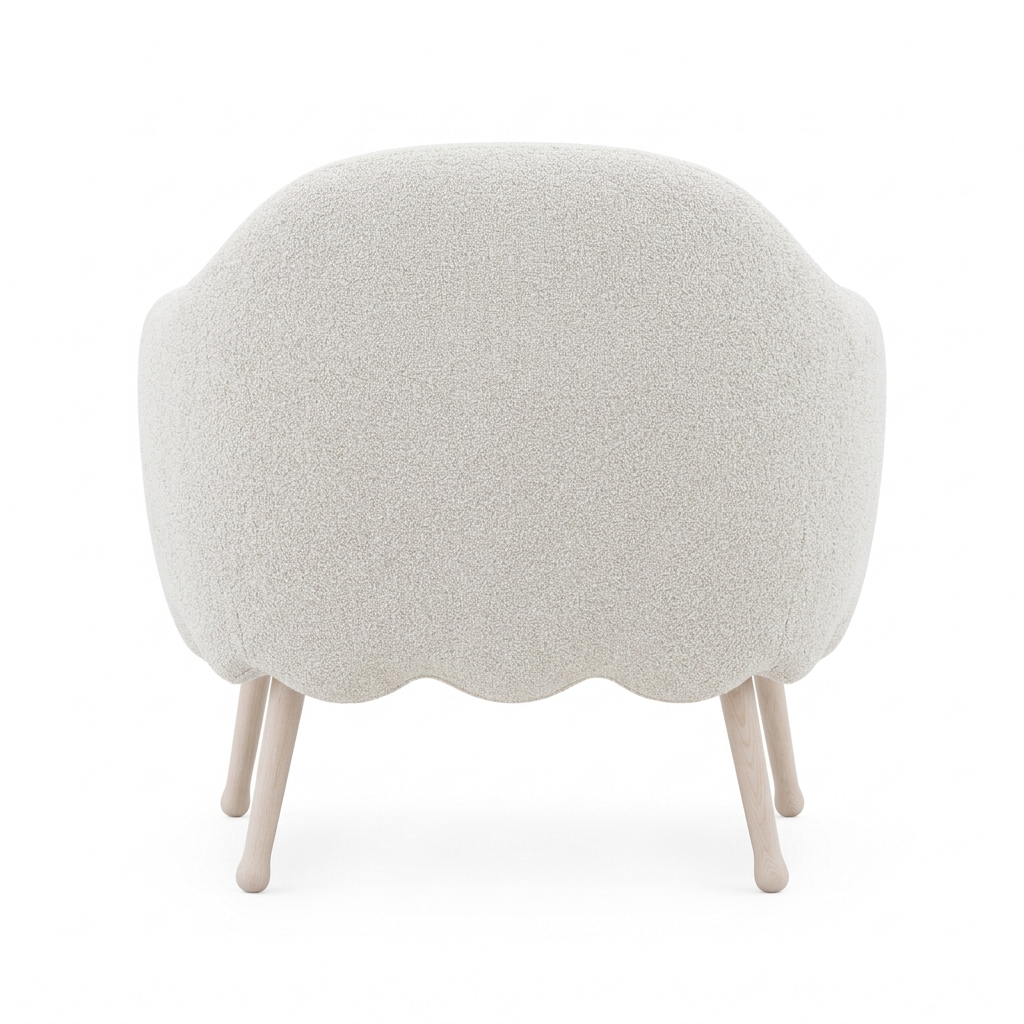 Evania white lounge armchair back view