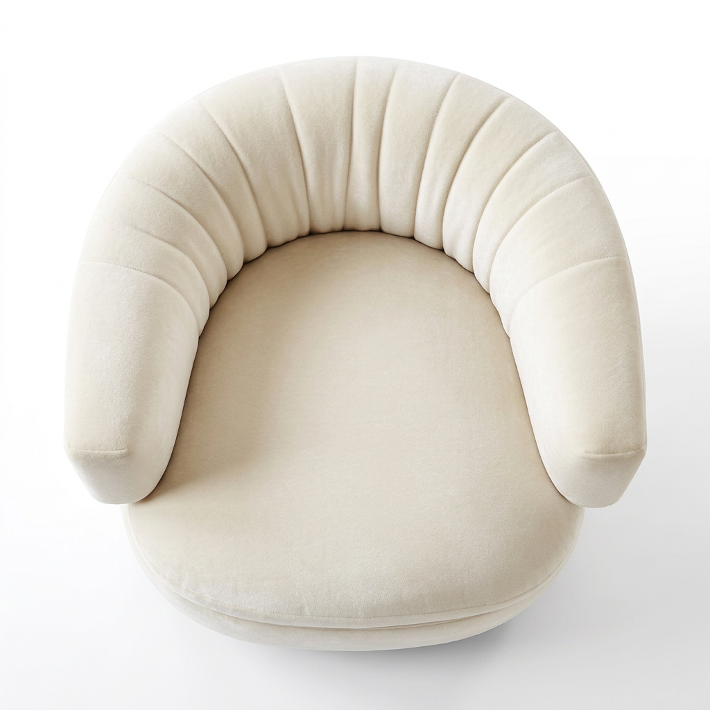 AI-reconstructed overhead view of Avielle ivory channel-back armchair
