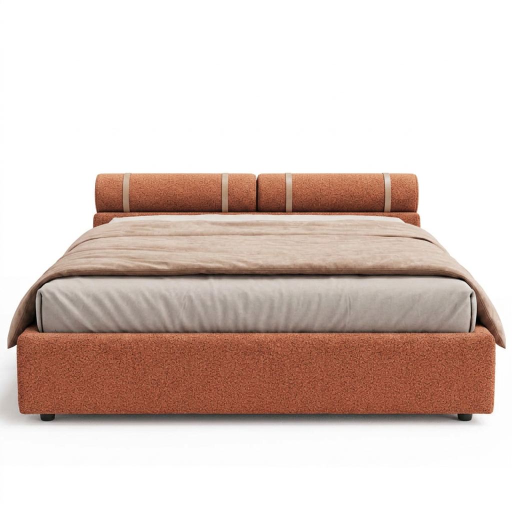 Aro orange bed front view on white background