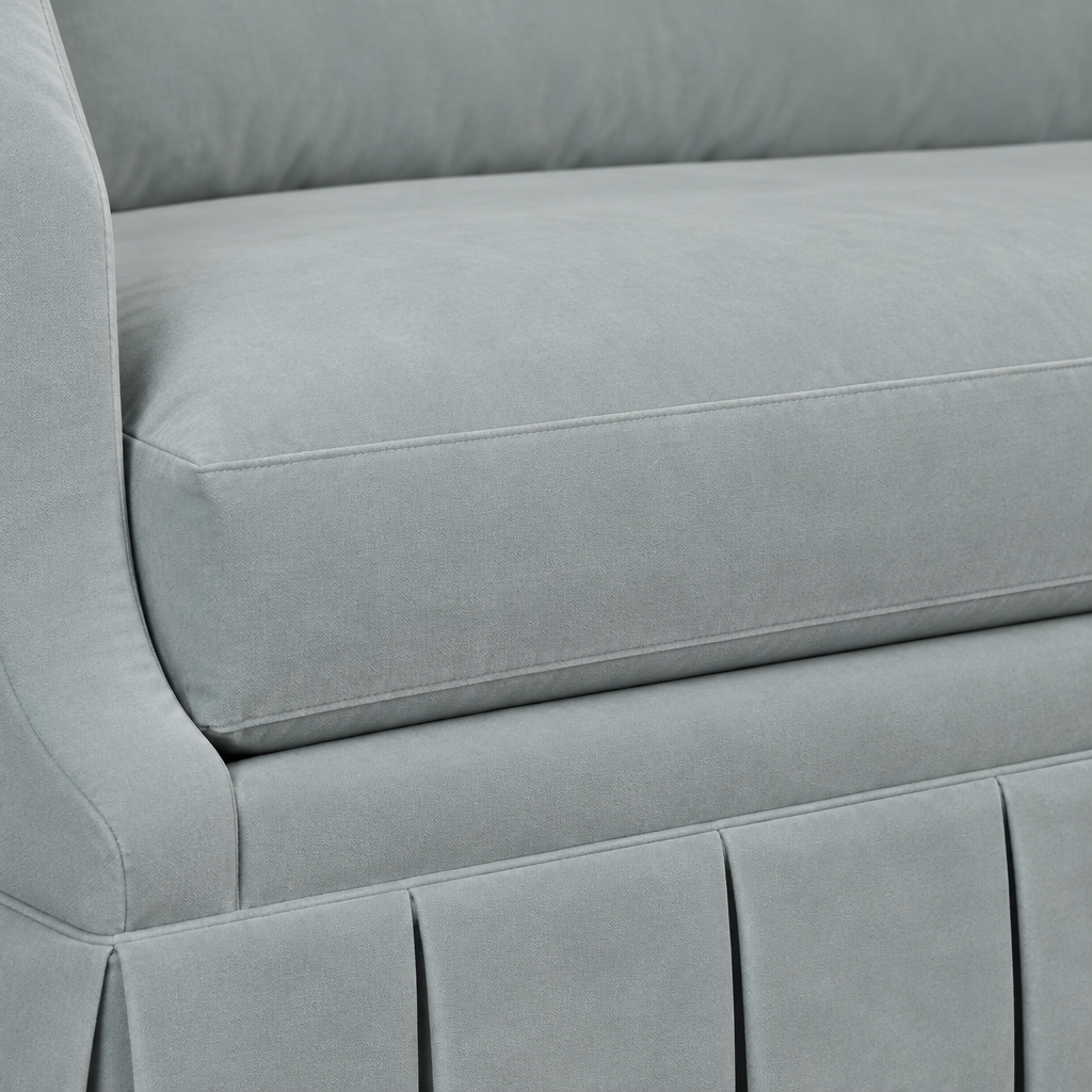 AI-created visual close-up of Abingdon pale fog cotton upholstery