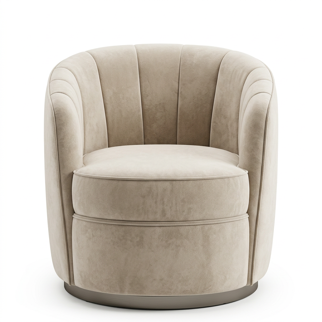 Calenne beige channel-back armchair front view on white