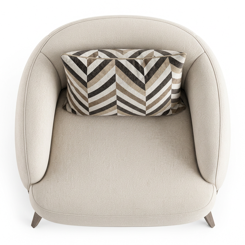 Arielle ivory armchair top view on white