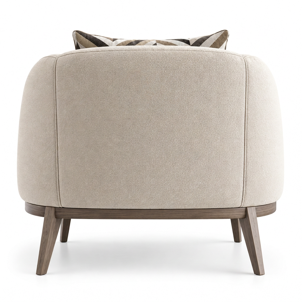 Arielle ivory armchair back view on white