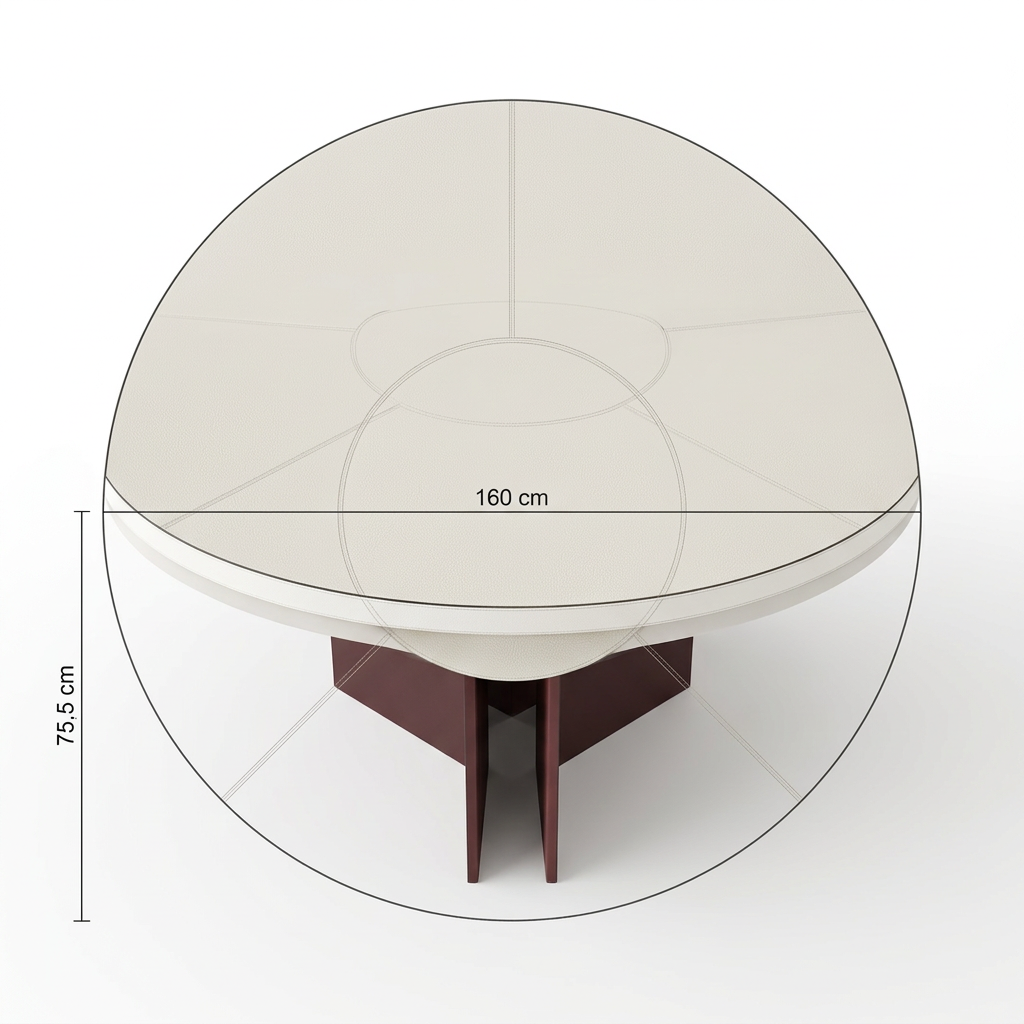 Tavelle round white tabletop, overhead view