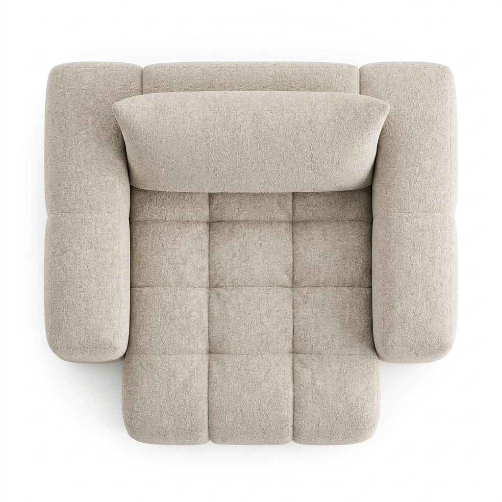 Calvero oat chenille armchair top view