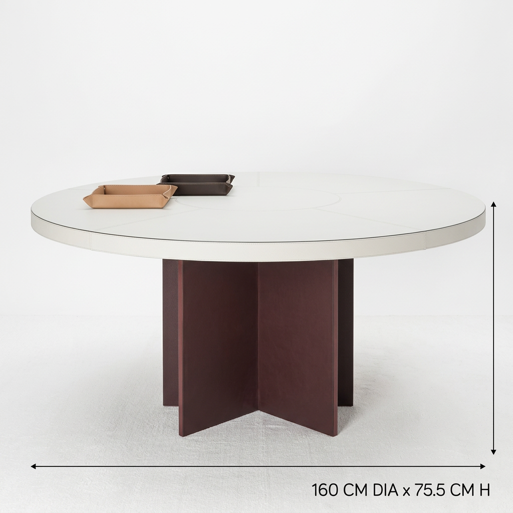 Tavelle sculptural pedestal dining table, rear view