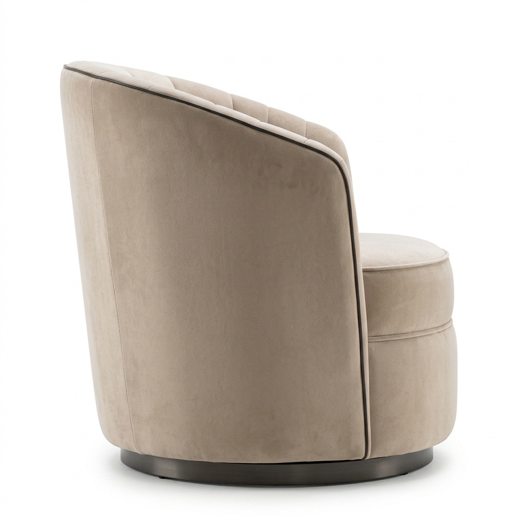 AI-reconstructed left-side view of Calenne beige armchair on white