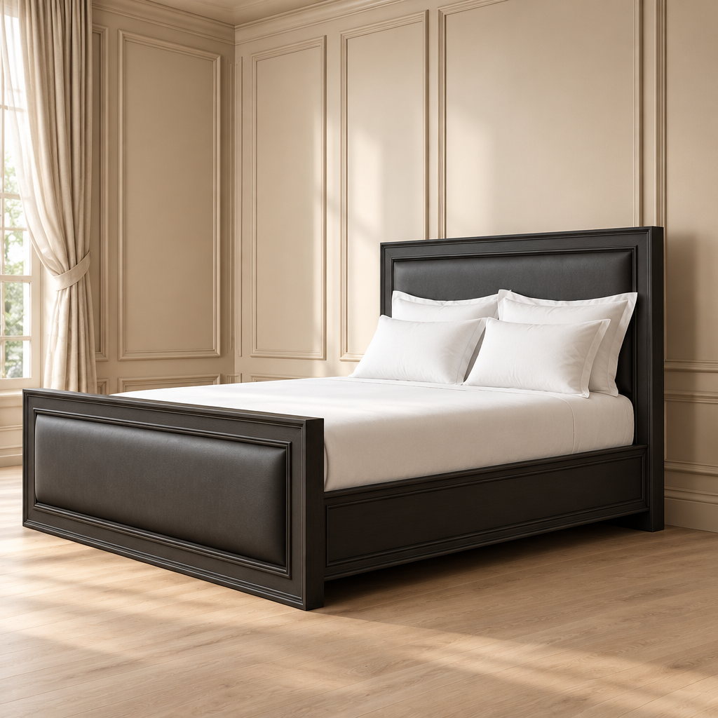 Evren black framed upholstered bed