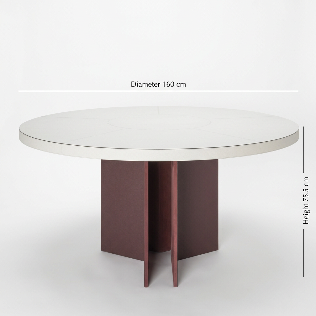 Tavelle round dining table, left angled view