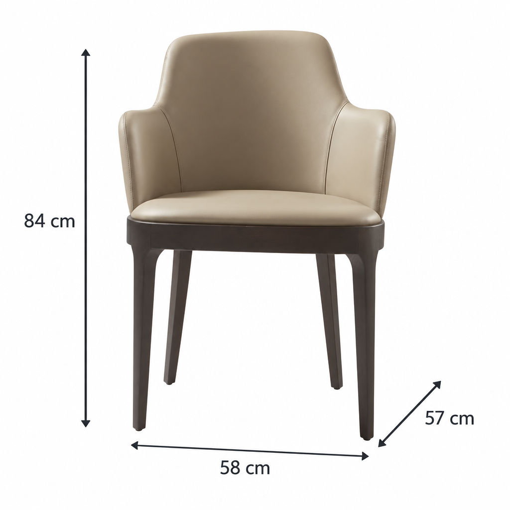 Alden dining armchair dimensions: width 58 cm, depth 57 cm, height 84 cm