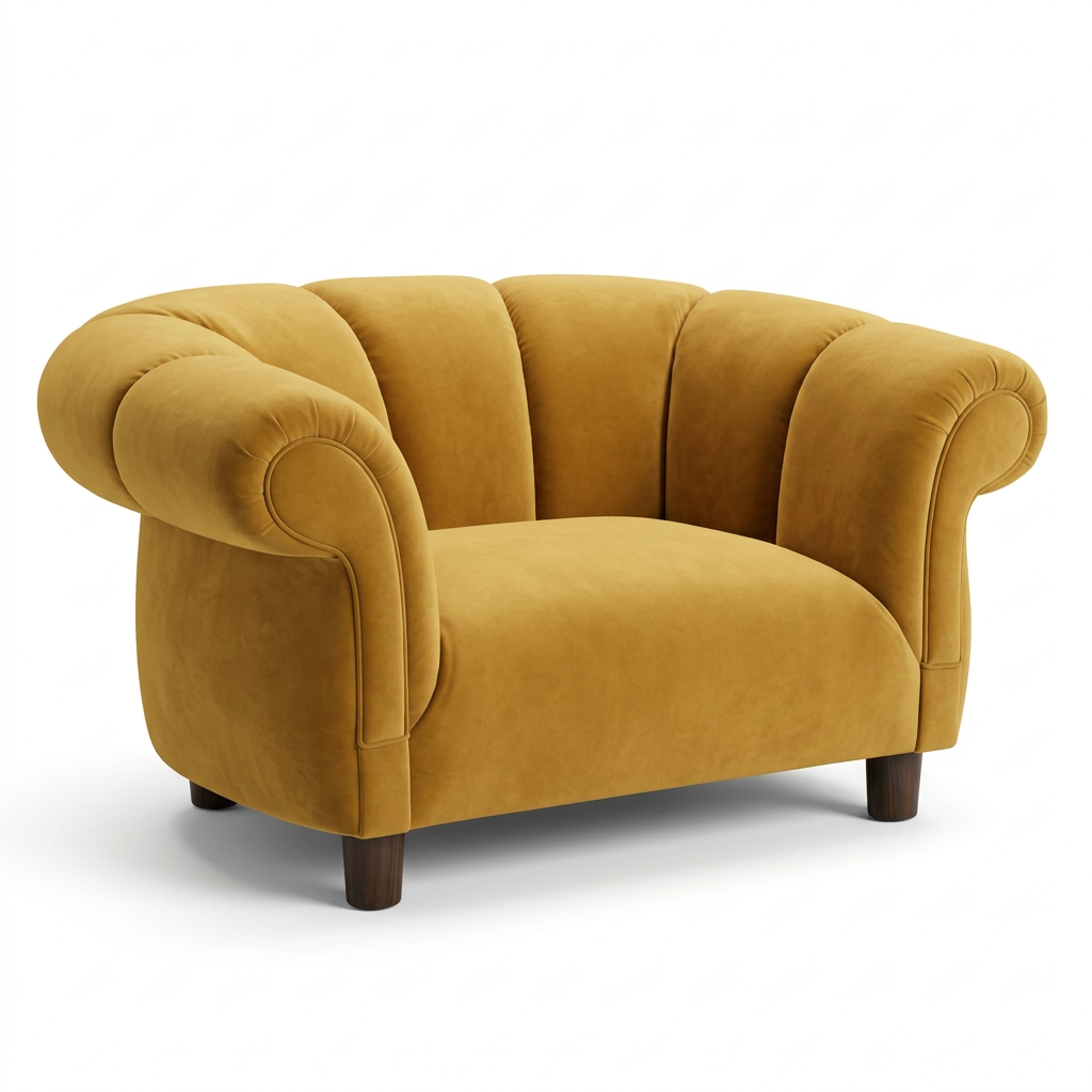 Cresswell armchair in mustard, AI colour visualisation