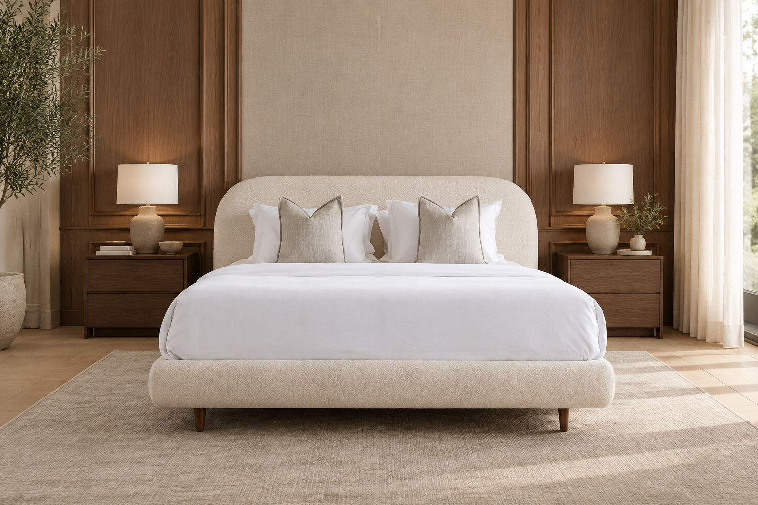Portofino bed in a luxury beige bedroom