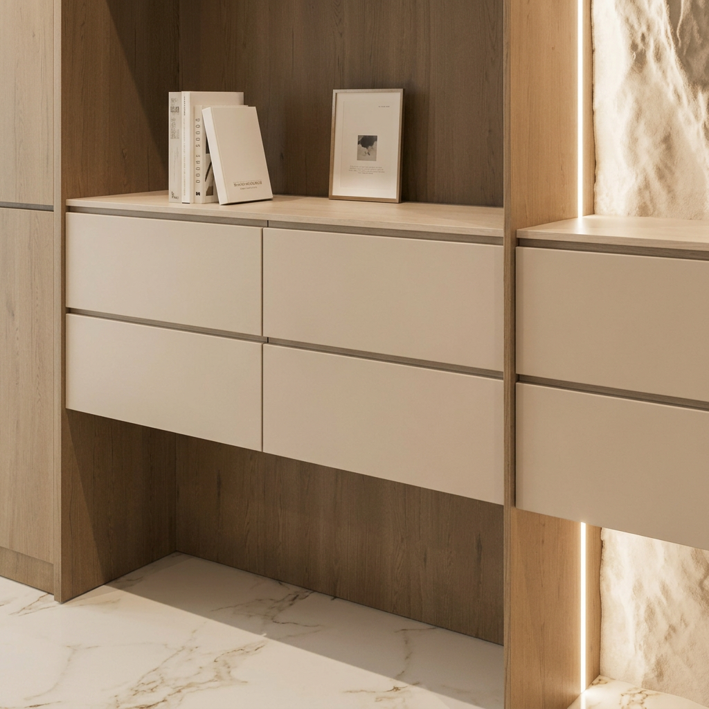 Auren drawer and wood cabinetry detail